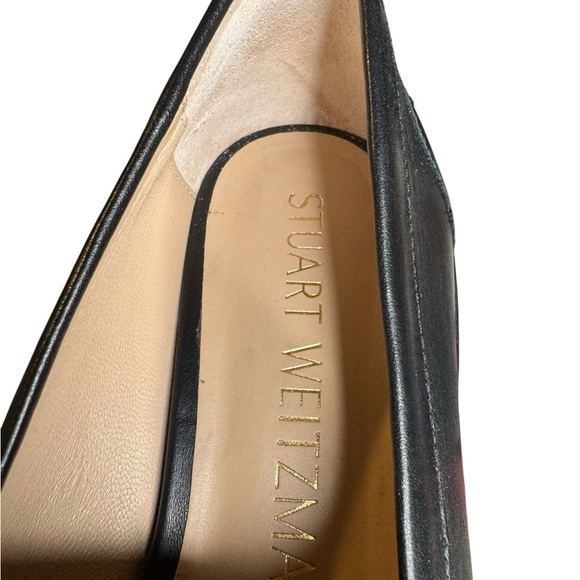 Stuart Weitzman Black Leather Pearl Stud Tassel Loafers Size 9B - Picture 6 of 8